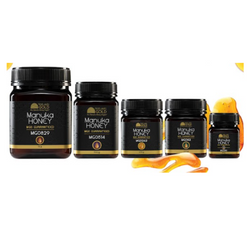 Nature's Gold raw manuka honey of different strength and different sizes bottles