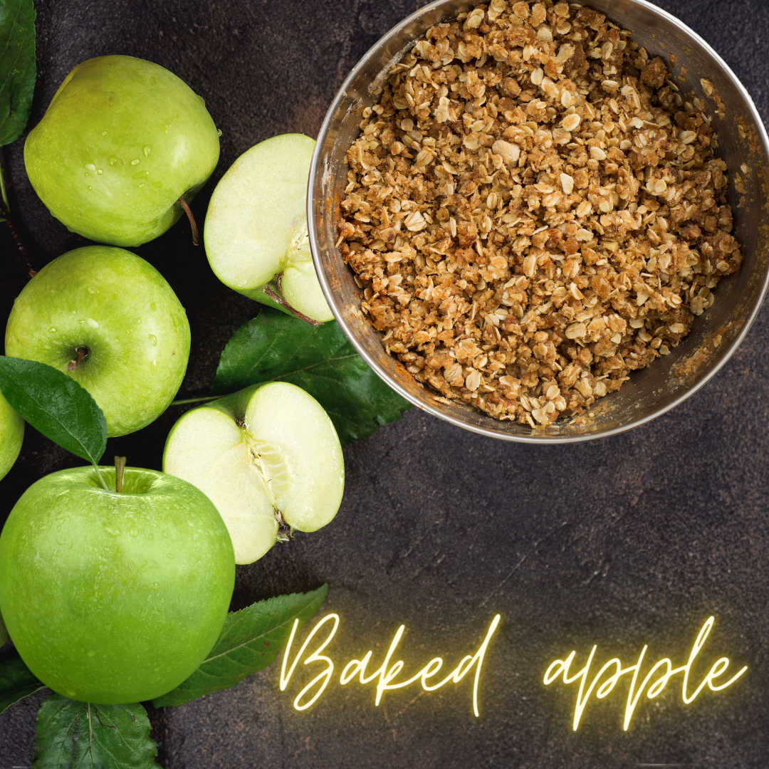 Nanna's Baked Apple with Manuka Crumble