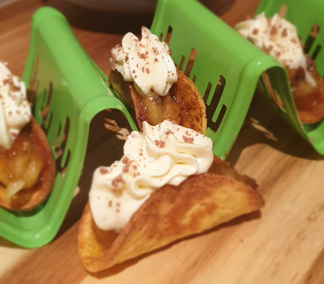 Banoffee Tacos with Whipped Honey Cream