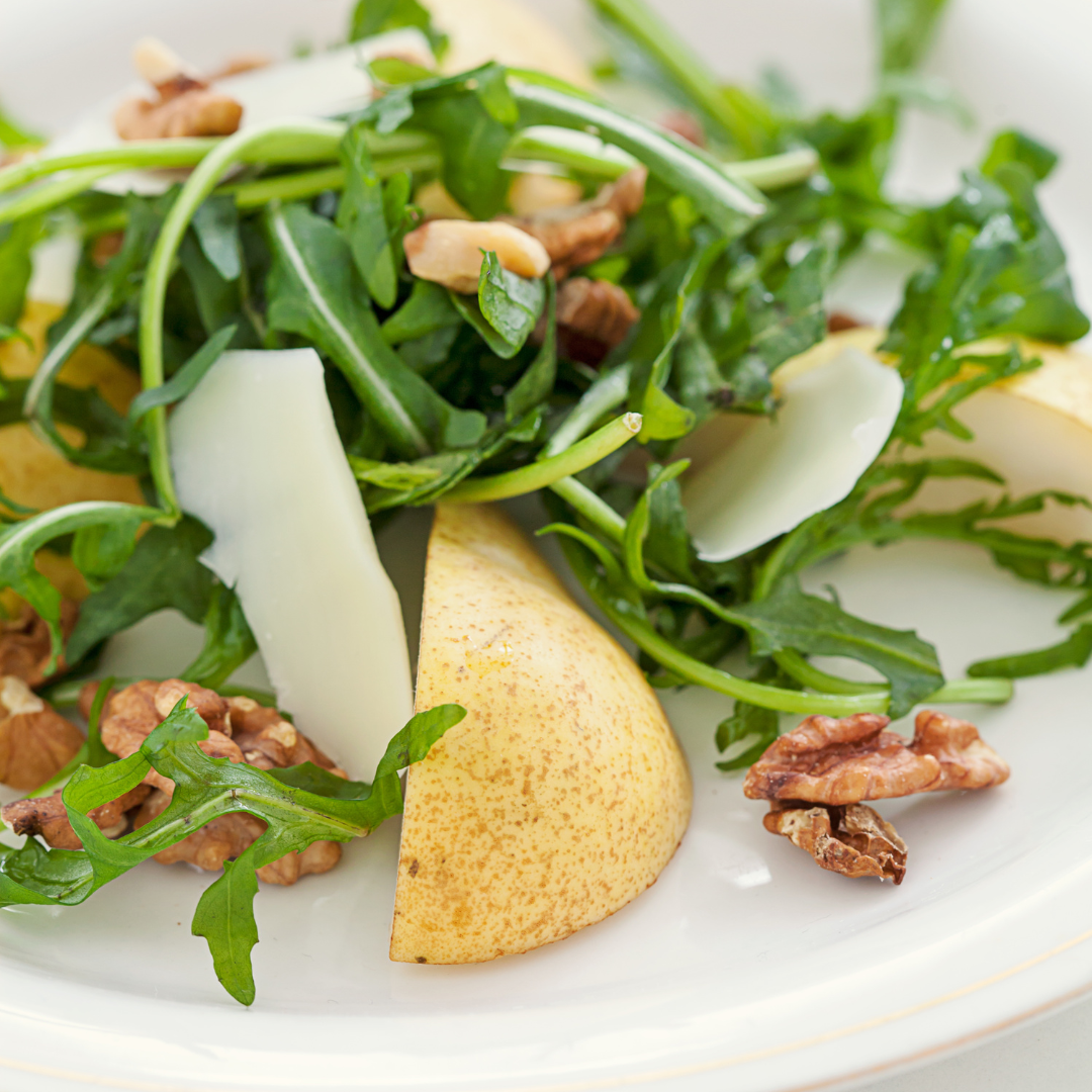 Pear and Rocket Salad with candied Walnuts