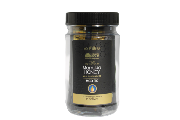 Nature's Gold daily dose of manuka honey MGO20 cylinder bottle - front