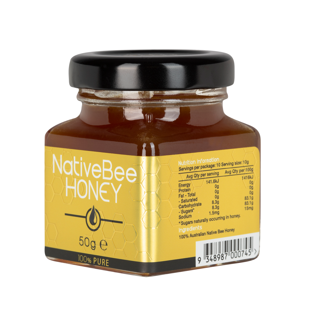 Native bee honey 50g bottle - side
