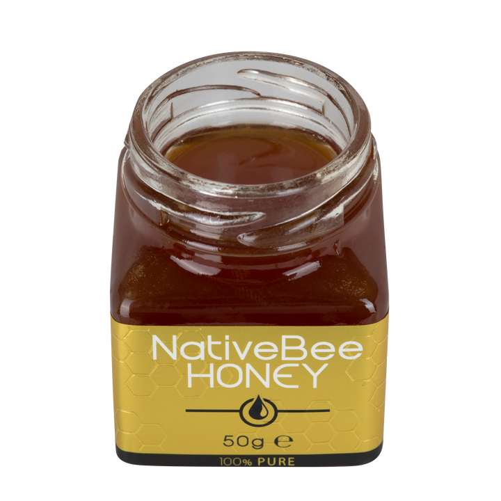 Native bee honey 50g open bottle - view from top