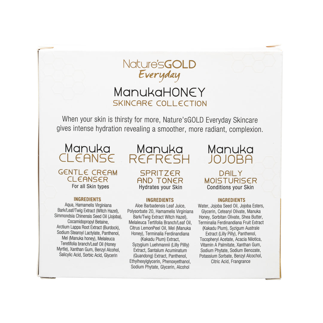 Nature’s Gold Everyday Manuka Honey Skincare Collection package - back