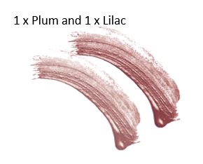 Lip tint test strokes - plum and lilac 